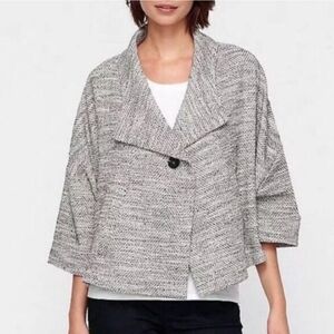 Eileen Fisher Herringbone tweed a line swing jacket